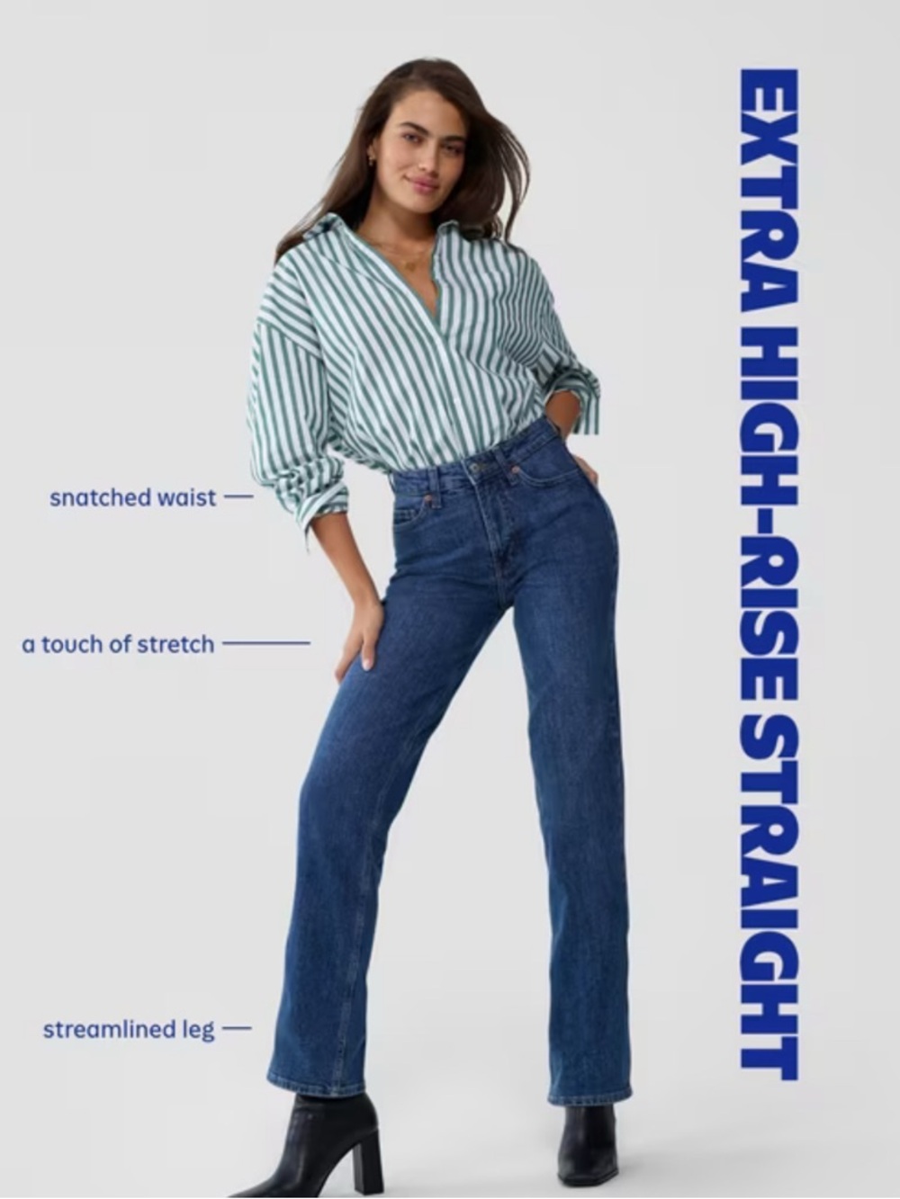 Old Navy Extra High-Rise Straight Jeans in Dark Blue